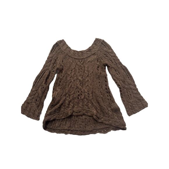 Free People Mauve Bell Long Sleeve Knit Pullover Boat Neck Women Sweater Size S - Picture 1 of 9